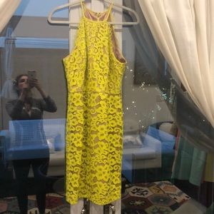 Trina Turk Parry yellow lace sheath dress